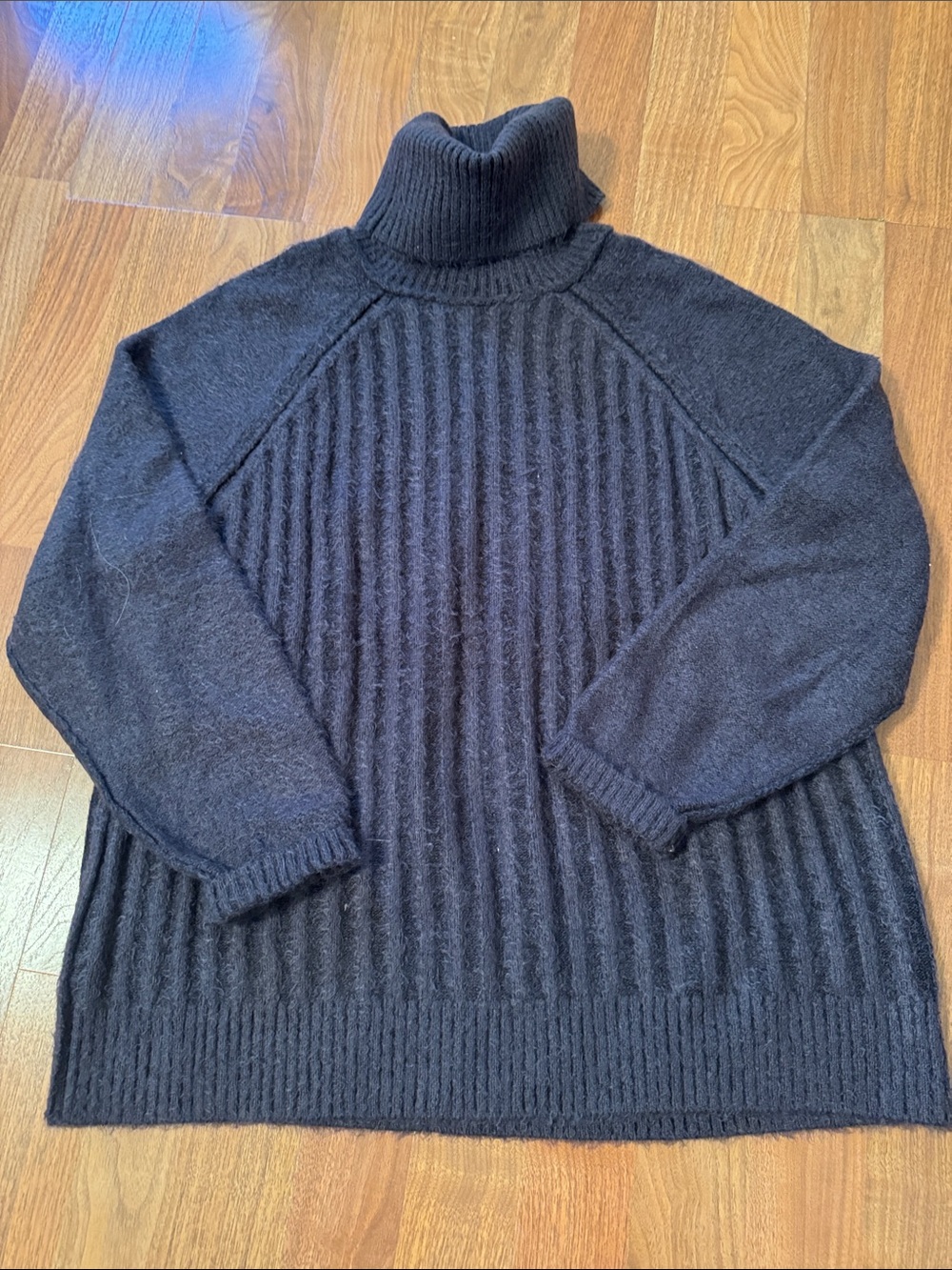 Free People Charcoal Ribbed Turtleneck Sweater